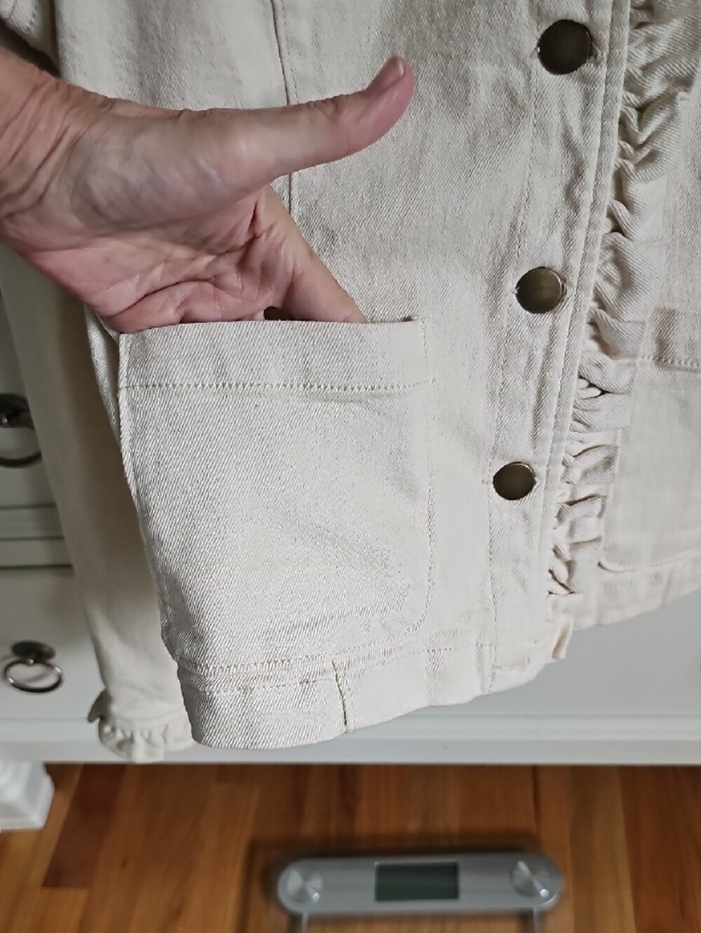 Draper James Cream Ruffle-Trim Jean Jacket - Picture 6 of 10
